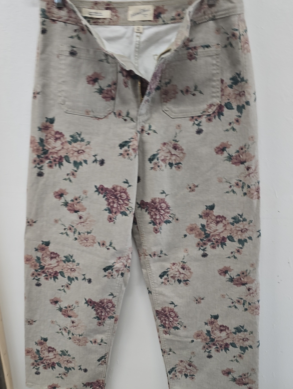 Universal Thread Beige Floral Kids' Jeans with Pink Accents